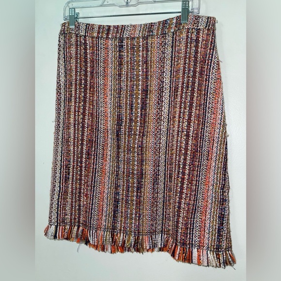 Anthropologie Maeve Zaira Multi colored Tweed Fringe Skirt - Picture 2 of 12